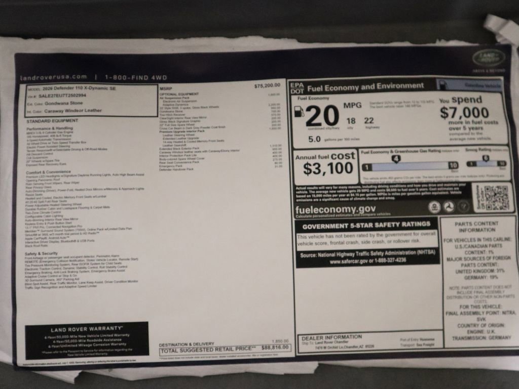 New 2026 Land Rover Defender 110 X-Dynamic SE image 9