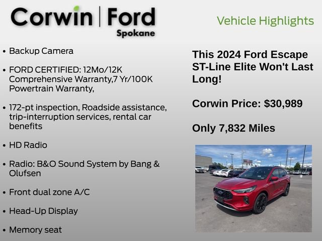 Used 2024 Ford Escape ST-Line Elite w/ Premium Technology Package AWD/4WD image 12