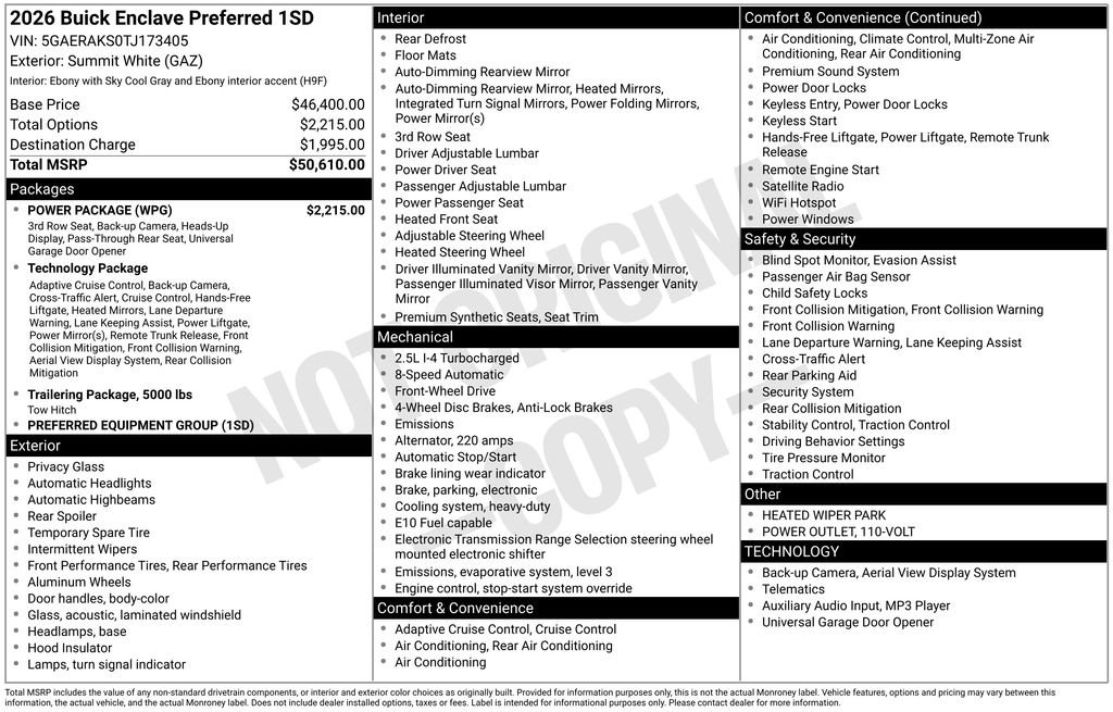 New 2026 Buick Enclave Preferred w/ Power Package image 4