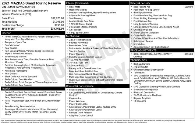 Certified 2021 MAZDA MAZDA6 Grand Touring Reserve image 6