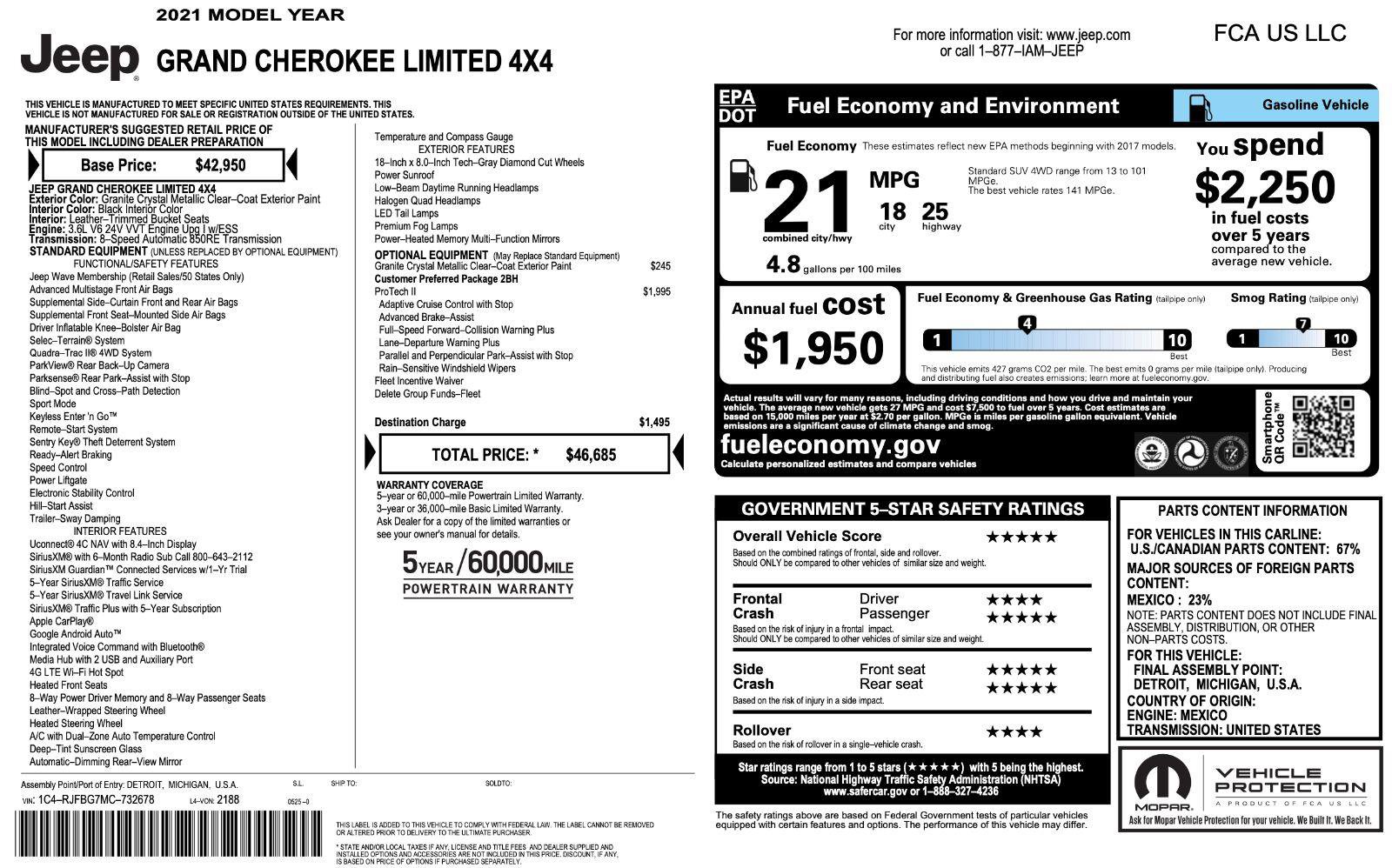 Used 2021 Jeep Grand Cherokee Limited AWD/4WD image 5