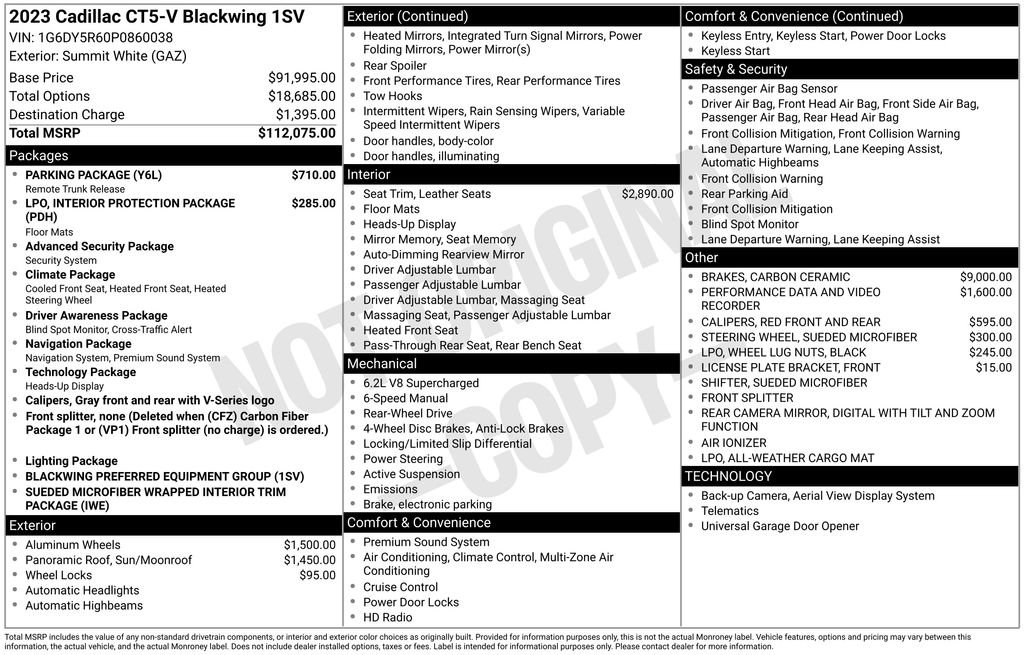 Used 2023 Cadillac CT5 V Blackwing w/ Parking Package RWD image 33