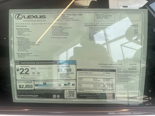 New 2026 Lexus IS 350 F Sport w/ Technology Package AWD/4WD image 6
