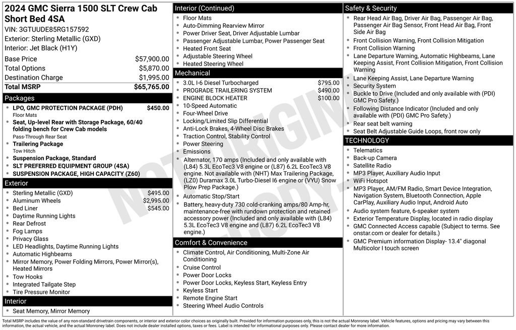 Used 2024 GMC Sierra 1500 SLT w/ LPO, GMC Protection Package AWD/4WD image 6