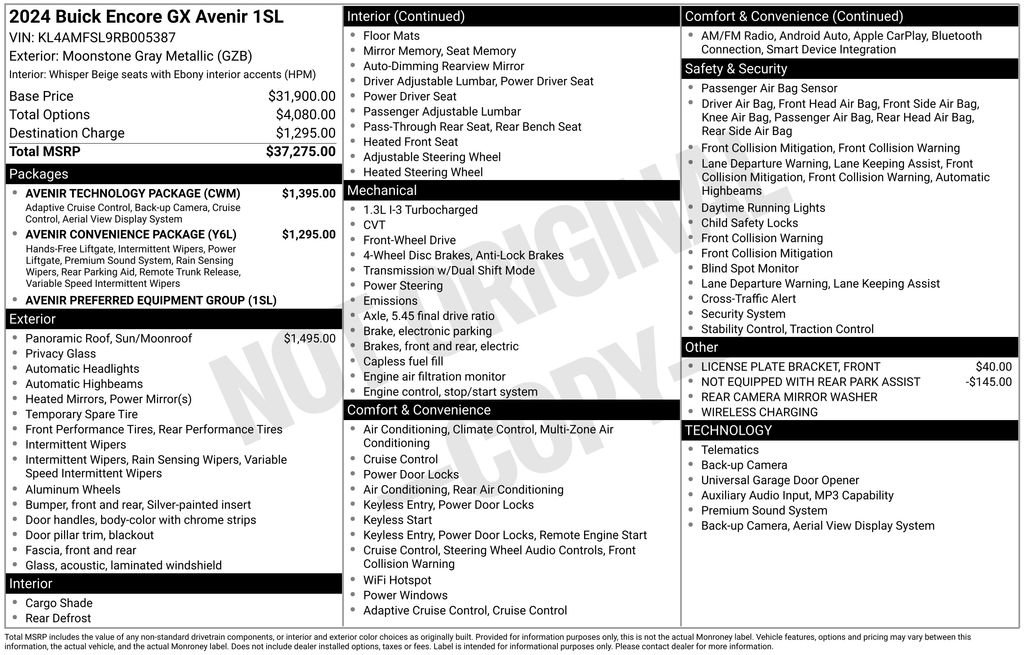 Certified 2024 Buick Encore GX Avenir w/ Avenir Technology Package FWD image 5