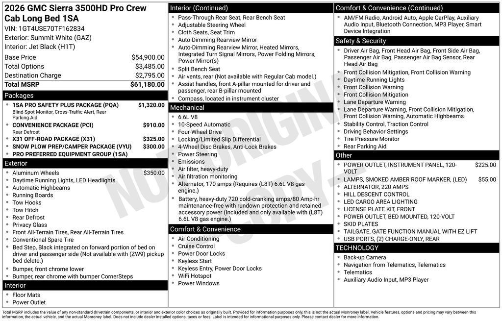 New 2026 GMC Sierra 3500 Pro w/ 1SA Pro Safety Plus Package image 4