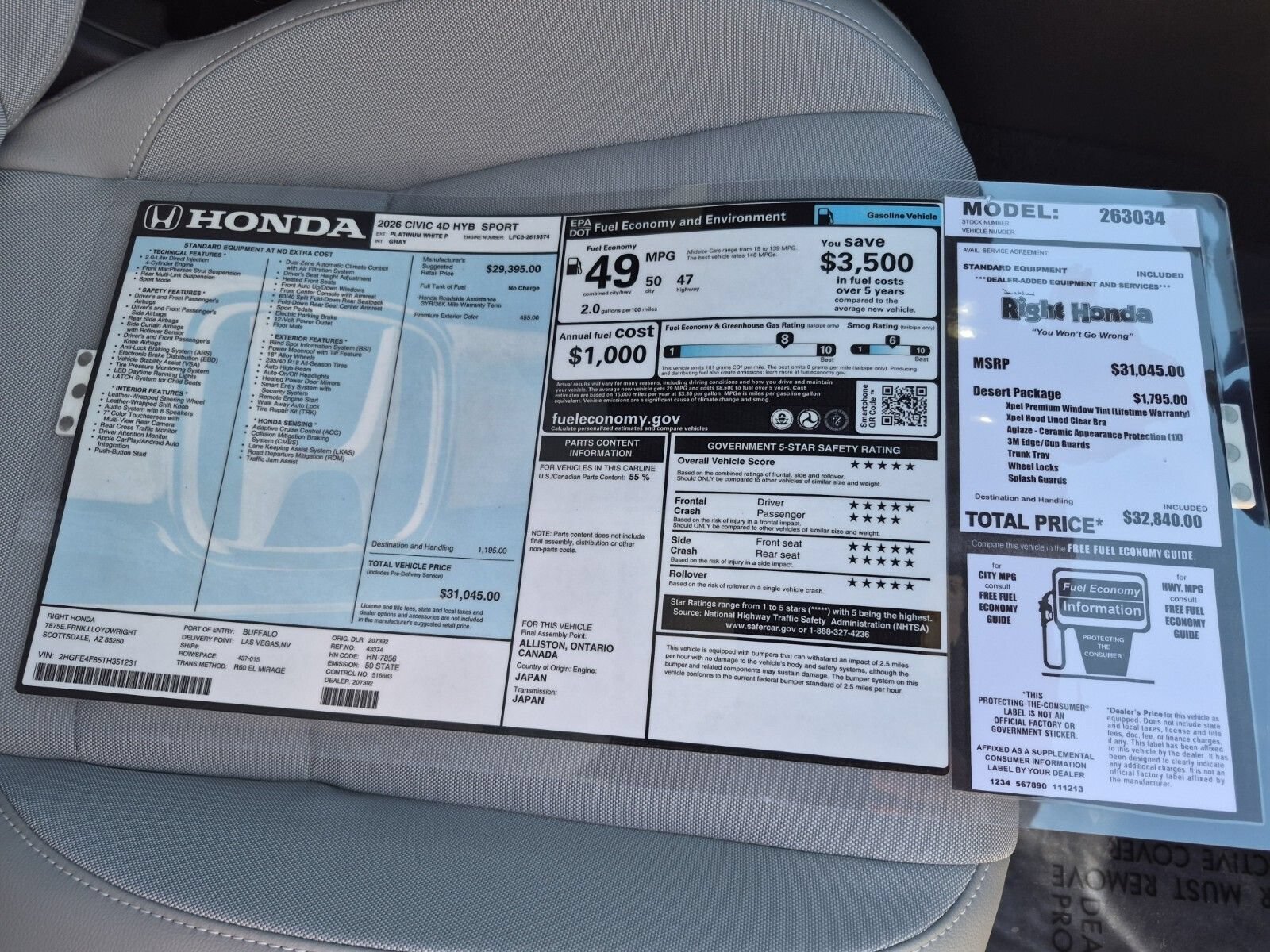 New 2026 Honda Civic Sport image 12
