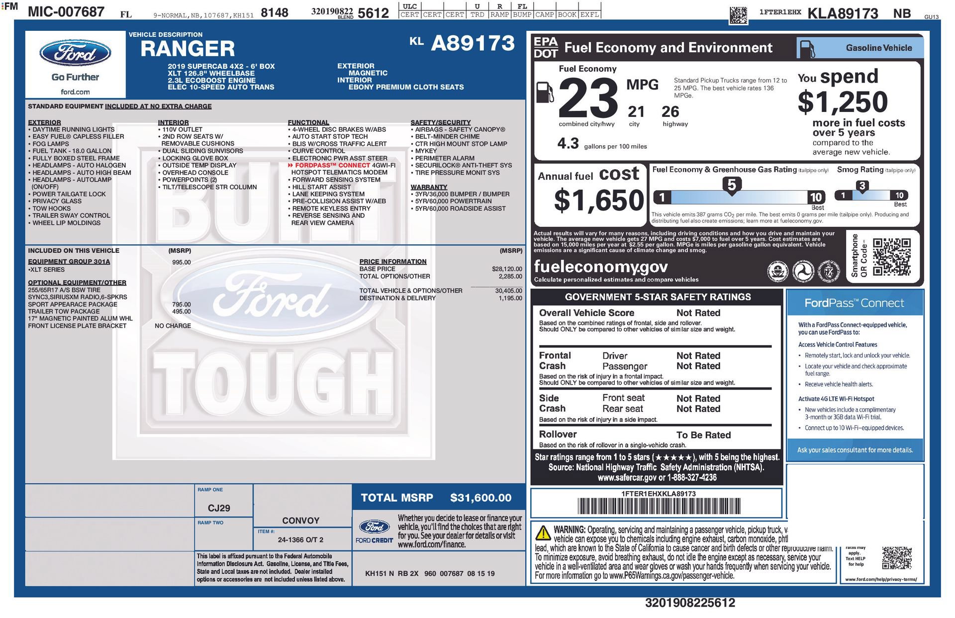 Used 2019 Ford Ranger XLT w/ Equipment Group 301A Mid RWD image 18