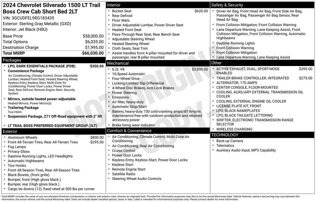 Certified 2024 Chevrolet Silverado 1500 LT Trail Boss w/ LPO, Dark Essentials Package AWD/4WD image 39