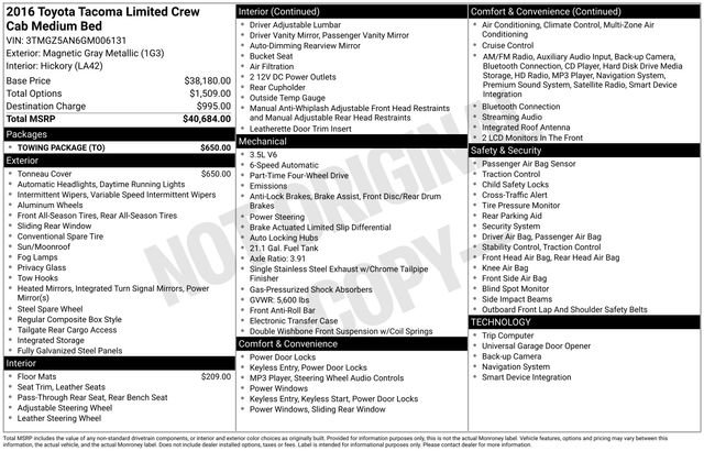 Used 2016 Toyota Tacoma Limited w/ Towing Package image 5