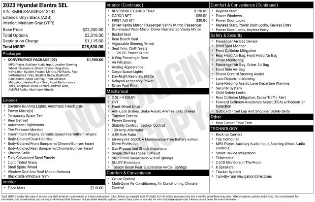 Certified 2023 Hyundai Elantra SEL w/ Convenience Package FWD image 32