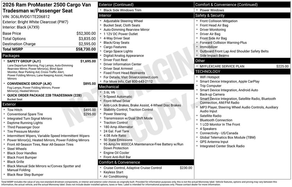 New 2026 RAM ProMaster 2500 w/ Safety Group FWD image 3