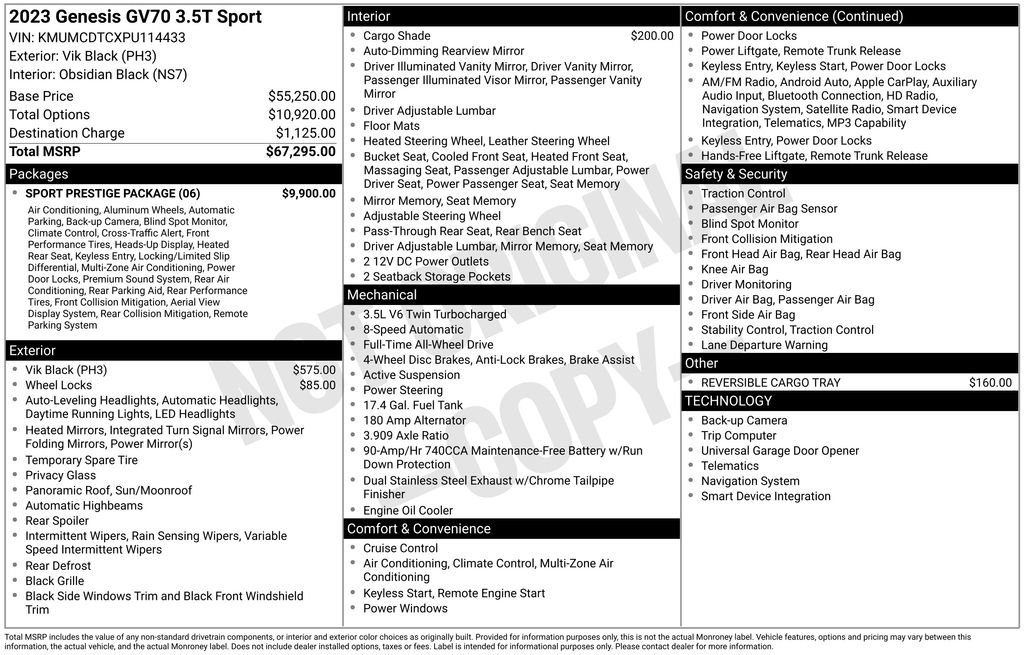 Used 2023 Genesis GV70 3.5T Sport w/ Sport Prestige Package image 2