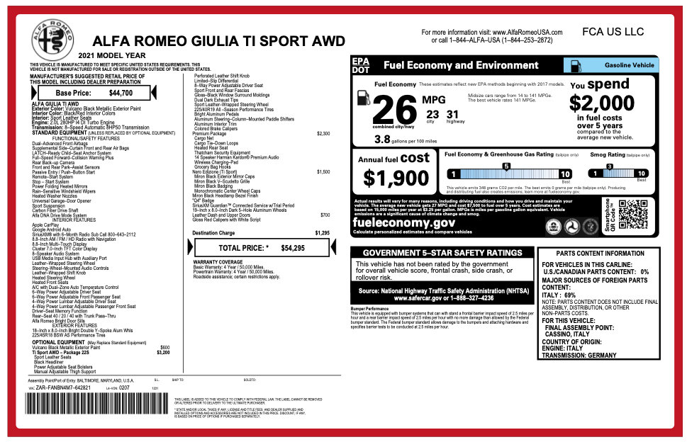 Used 2021 Alfa Romeo Giulia Ti Sport image 2