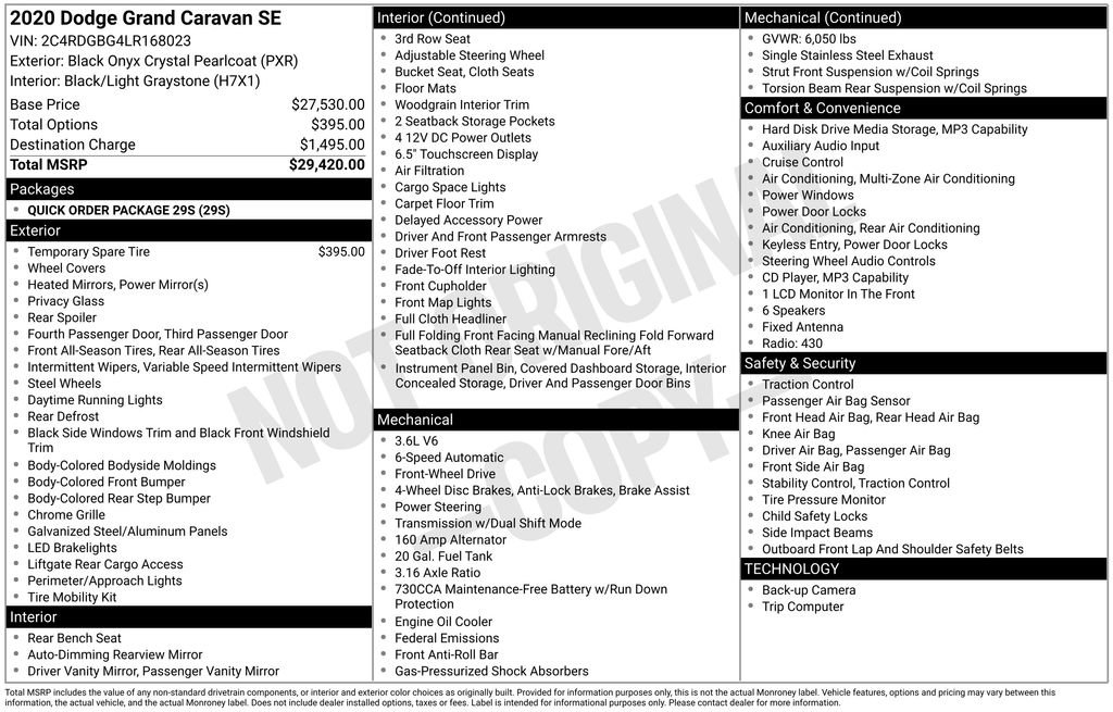 Used 2020 Dodge Grand Caravan SE FWD image 6