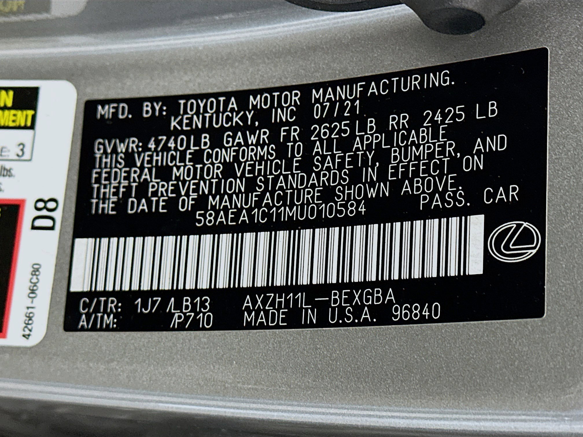 Used 2021 Lexus ES 300h ES 300h Luxury w/ Accessory Package 2 image 12