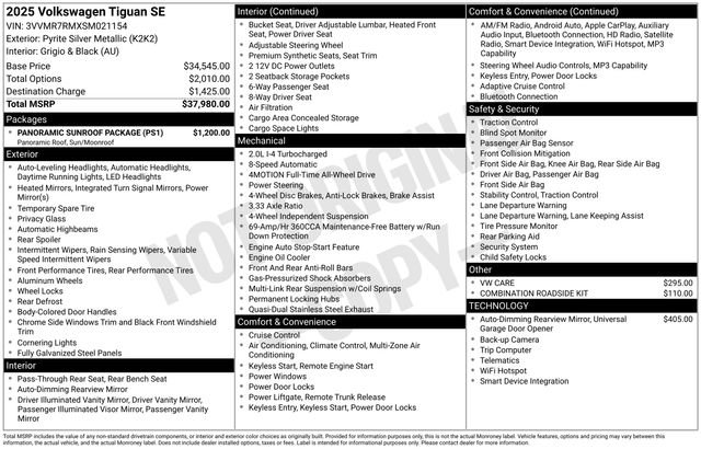 Used 2025 Volkswagen Tiguan SE w/ Panoramic Sunroof Package AWD/4WD image 5