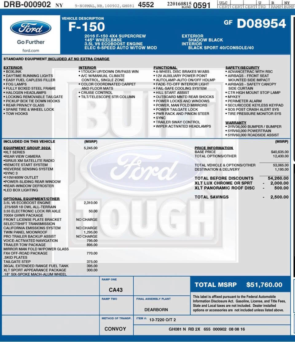 Used 2016 Ford F150 XLT w/ Equipment Group 302A Luxury image 3