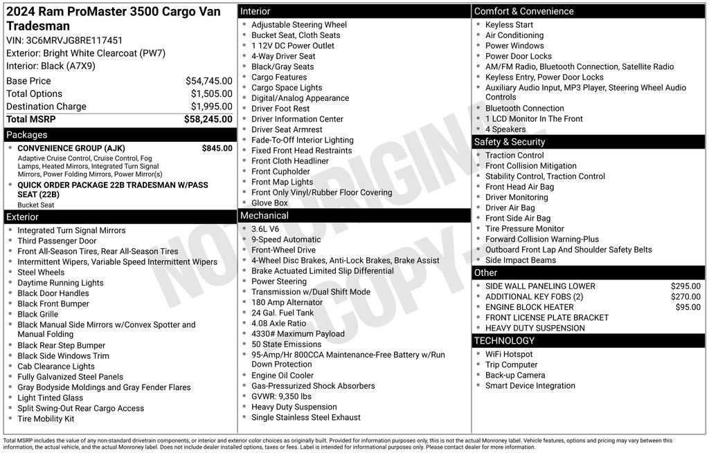 Used 2024 RAM ProMaster 3500 w/ Convenience Group image 9