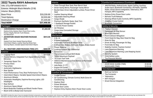 Used 2022 Toyota RAV4 Adventure w/ Convenience Package AWD/4WD image 31