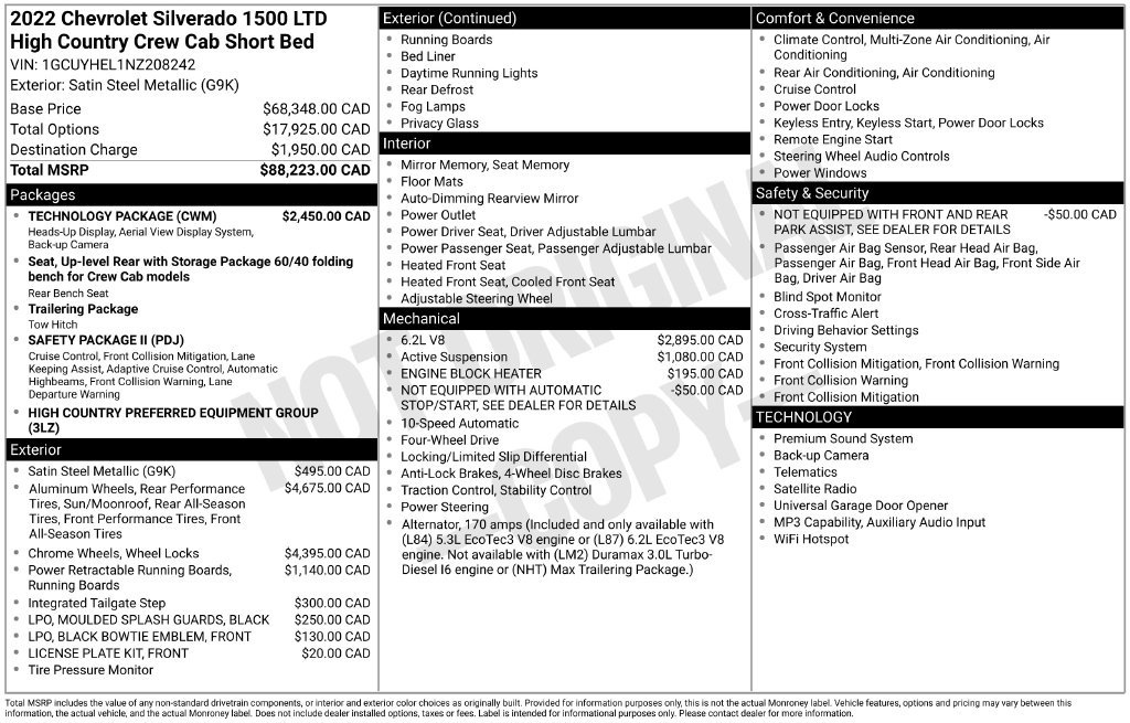 Used 2022 Chevrolet Silverado 1500 High Country w/ Technology Package AWD/4WD image 42