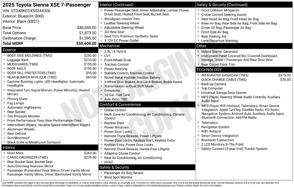 Used 2025 Toyota Sienna XSE FWD image 10