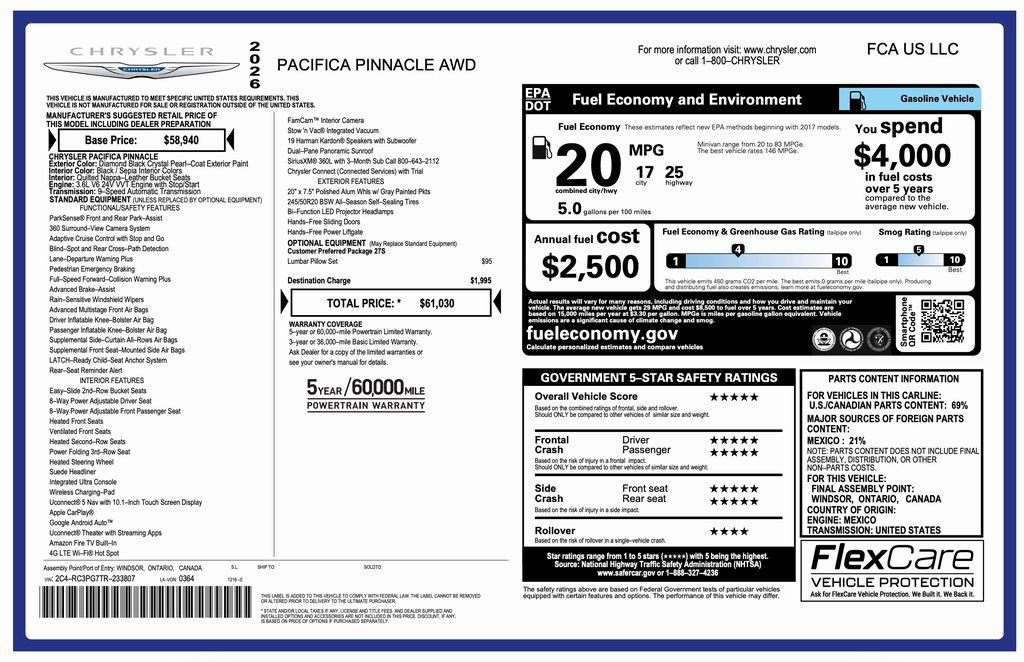 New 2026 Chrysler Pacifica Pinnacle image 2