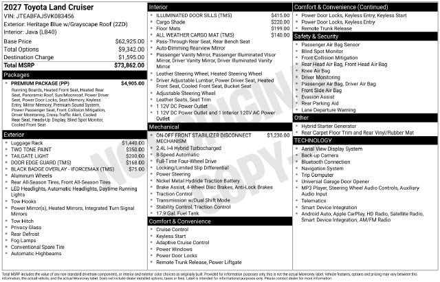 New 2027 Toyota Land Cruiser w/ Premium Package AWD/4WD image 28