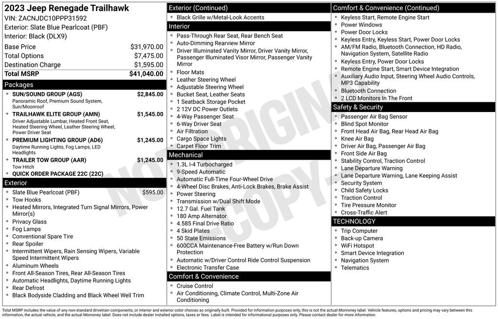 Used 2023 Jeep Renegade Trailhawk w/ Sun/Sound Group image 31