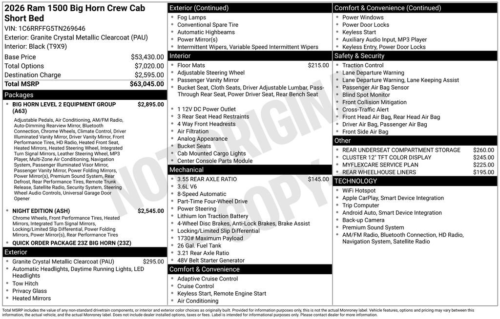 New 2026 RAM 1500 Big Horn AWD/4WD image 7