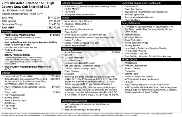 Used 2021 Chevrolet Silverado 1500 High Country w/ Technology Package AWD/4WD image 1