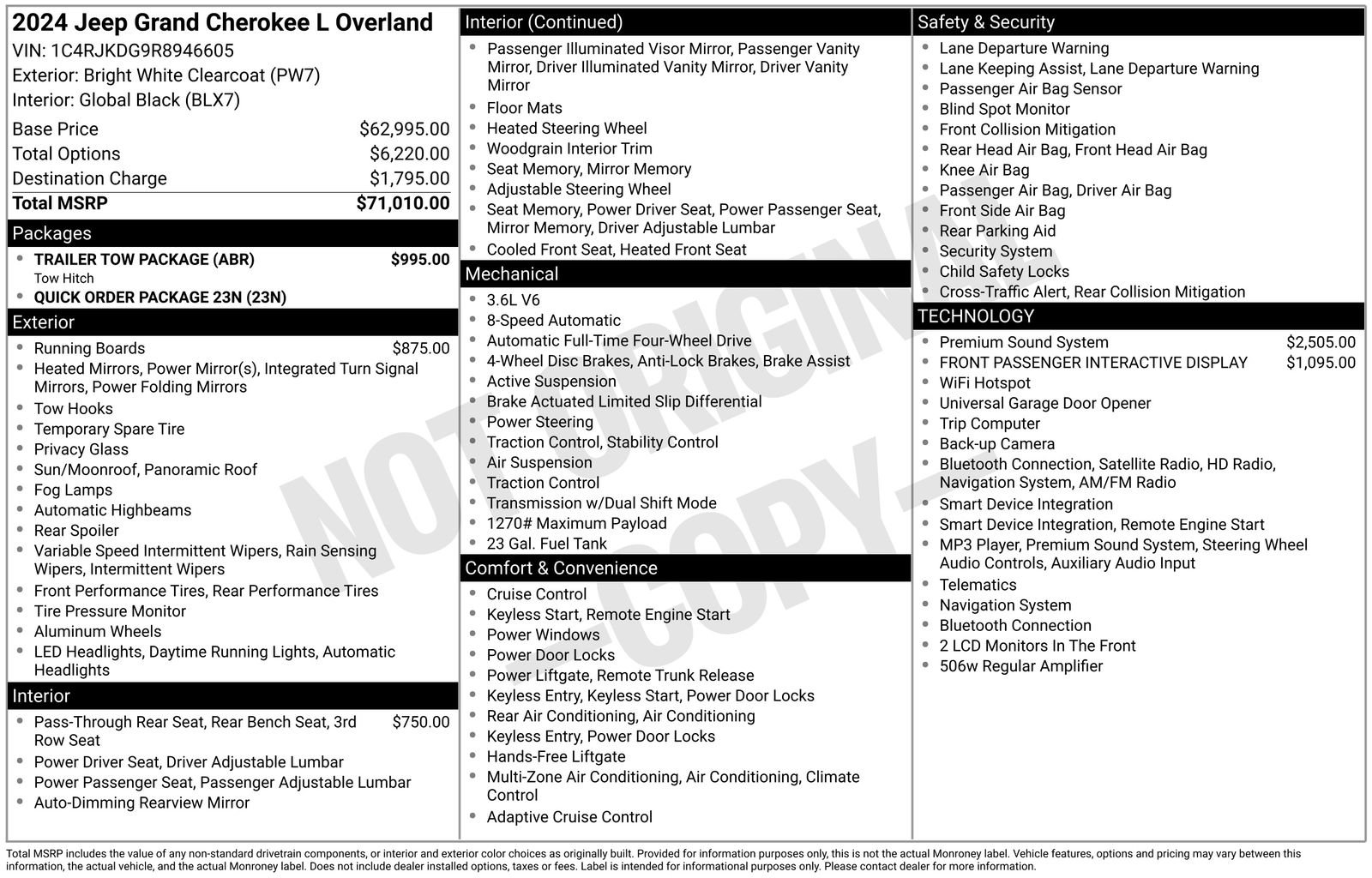 Certified 2024 Jeep Grand Cherokee L Overland w/ Trailer Tow Package AWD/4WD image 31