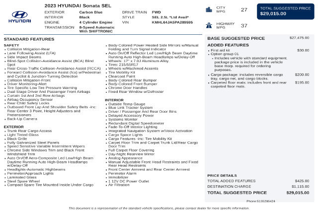 Used 2023 Hyundai Sonata SEL w/ Cargo Package FWD image 38