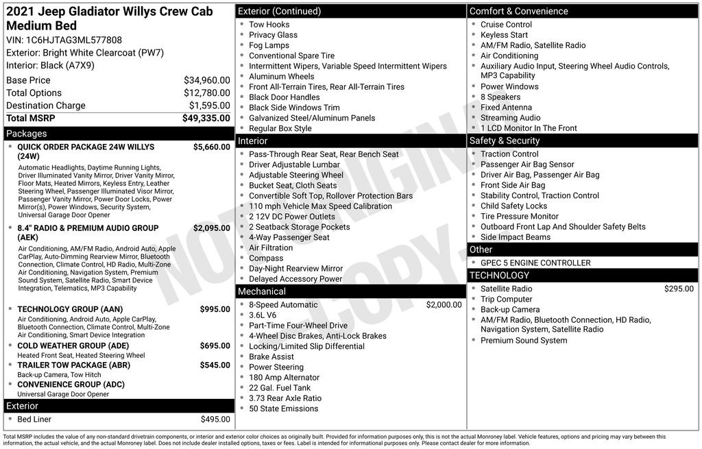 Certified 2021 Jeep Gladiator Willys image 35