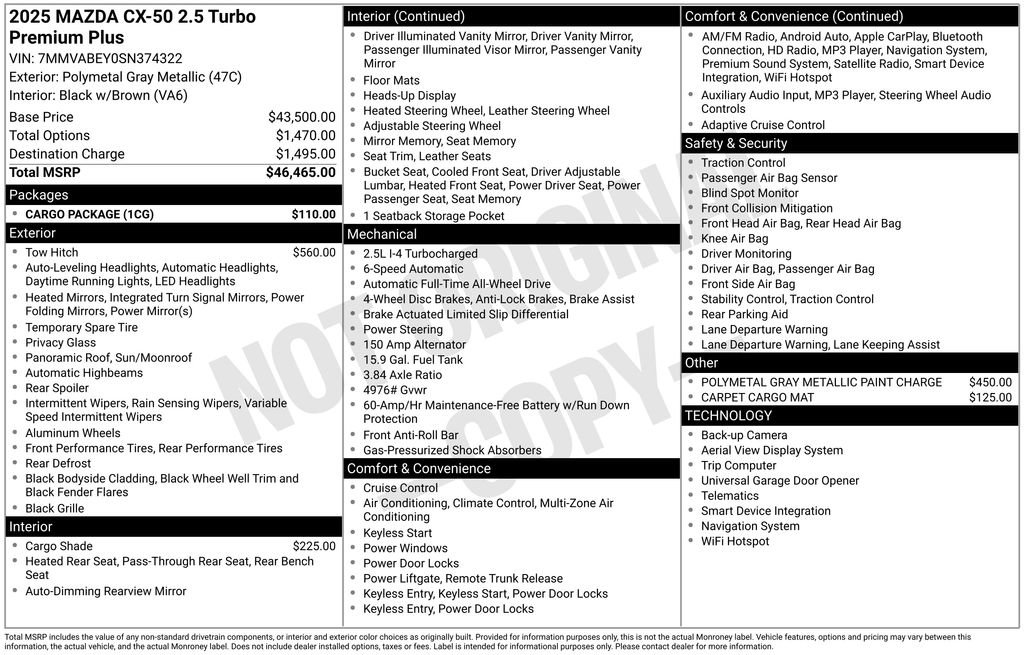 Certified 2025 MAZDA CX-50 2.5 Turbo w/ Cargo Package image 5