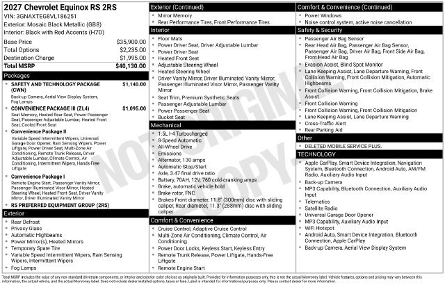 New 2027 Chevrolet Equinox RS AWD/4WD image 4