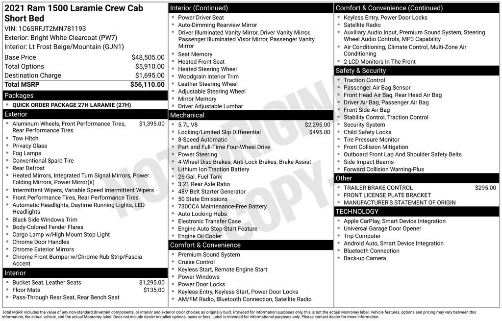 Used 2021 RAM 1500 Laramie AWD/4WD image 36
