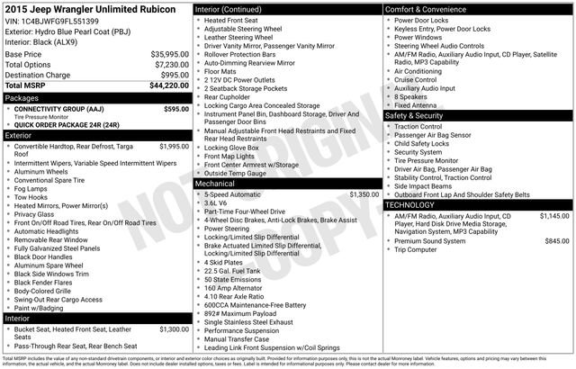 Used 2015 Jeep Wrangler Unlimited Rubicon w/ Connectivity Group AWD/4WD image 34