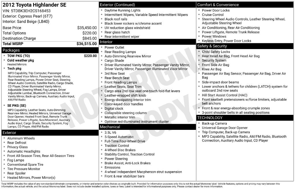 Used 2012 Toyota Highlander SE w/ Tow Pkg AWD/4WD image 2