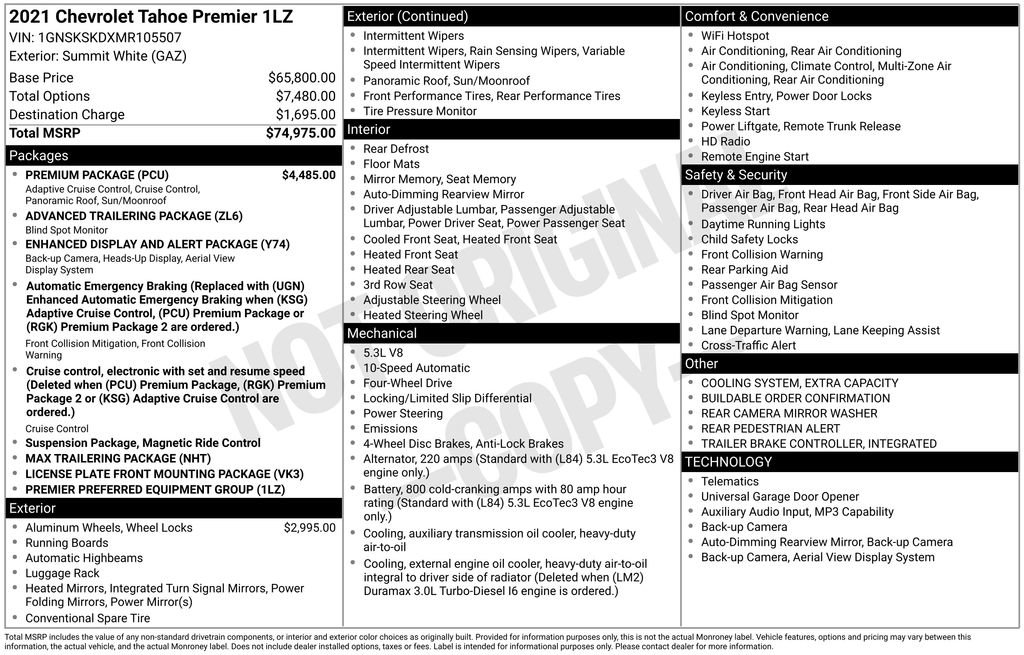 Used 2021 Chevrolet Tahoe Premier w/ Premium Package AWD/4WD image 6