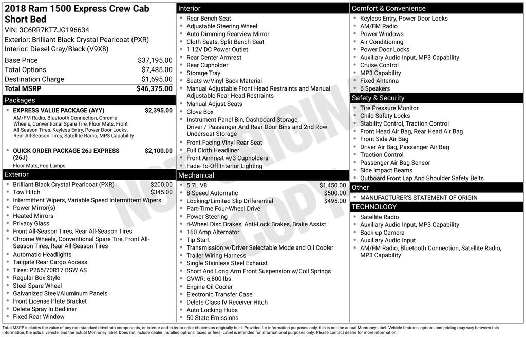 Used 2018 RAM 1500 Express w/ Express Value Package image 15