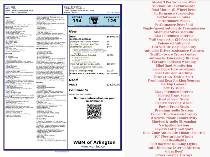 Used 2022 Tesla Model 3 Performance image 2