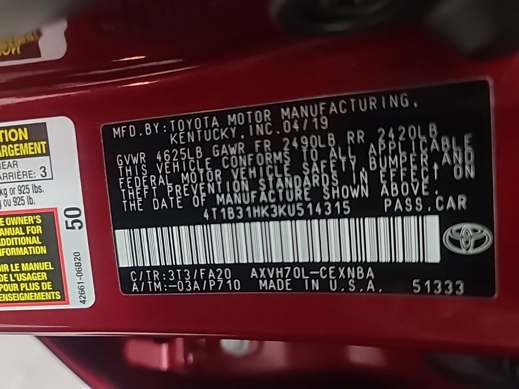 Used 2019 Toyota Camry LE FWD image 43