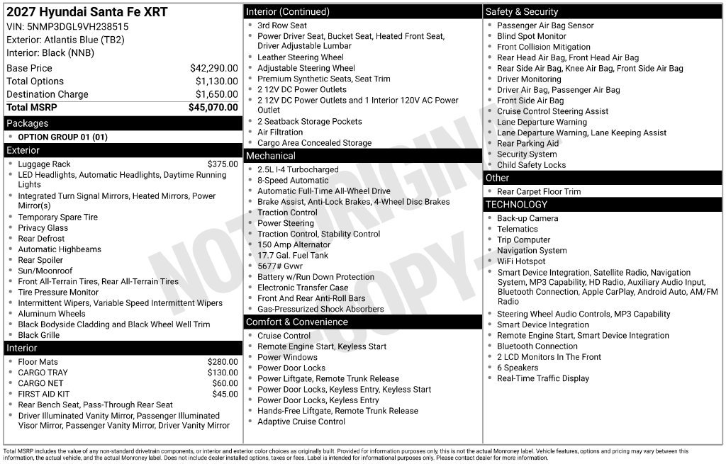New 2027 Hyundai Santa Fe XRT AWD/4WD image 17