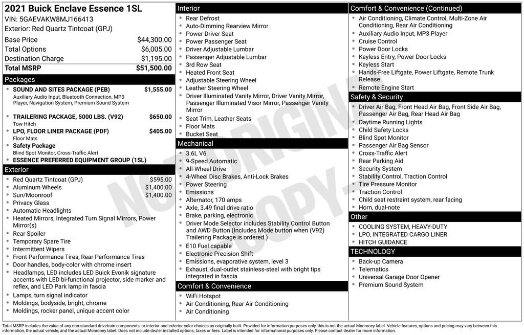 Used 2021 Buick Enclave Essence w/ Sound and Sites Package AWD/4WD image 6