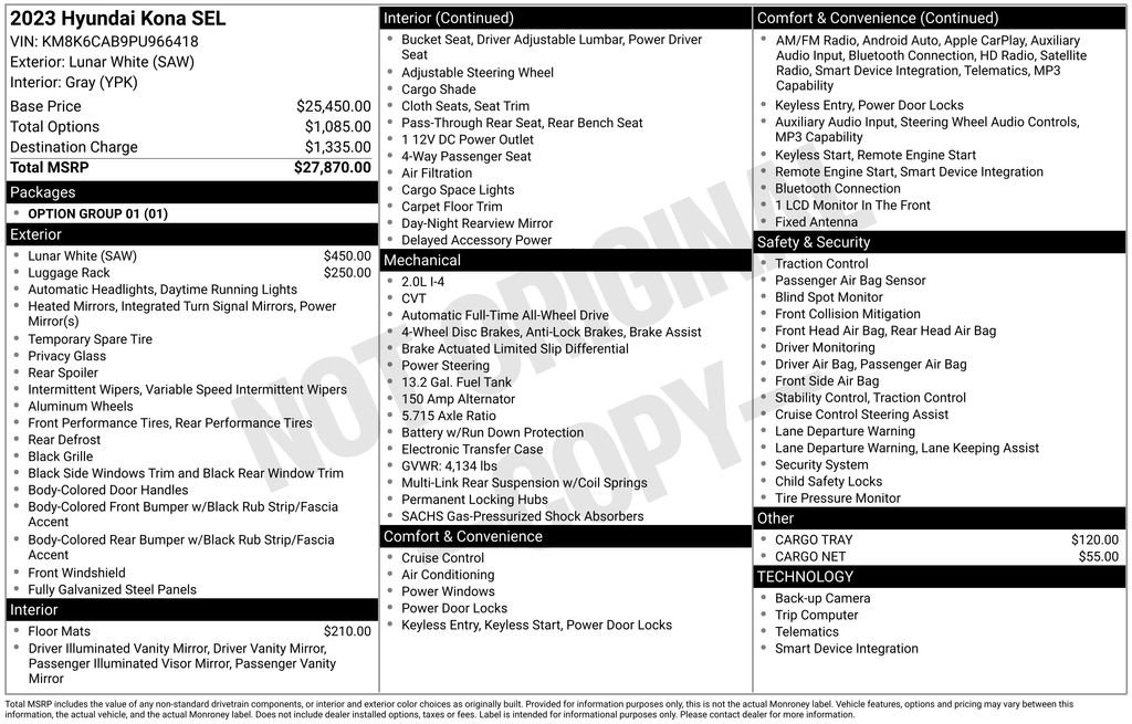 Certified 2023 Hyundai Kona SEL AWD/4WD image 10