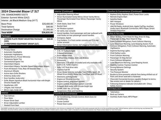 Certified 2024 Chevrolet Blazer LT FWD image 36