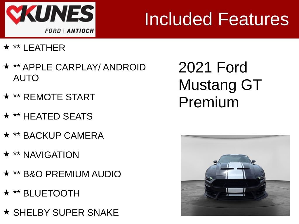 Certified 2021 Ford Mustang GT Premium w/ GT Performance Package RWD image 3