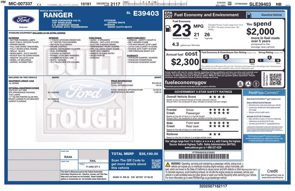 New 2025 Ford Ranger XL image 2