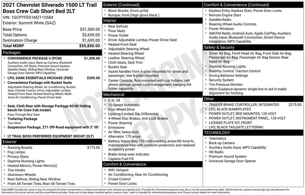 Used 2021 Chevrolet Silverado 1500 LT Trail Boss w/ Convenience Package II AWD/4WD image 5